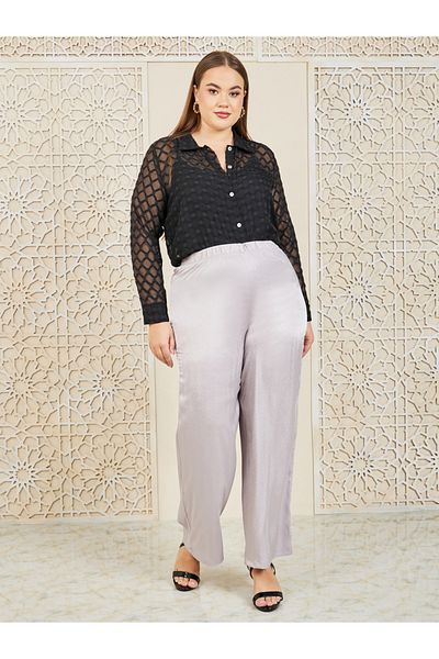 Styli Plus Jacquard Print Wide Leg Pants