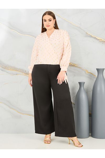 Styli Plus Foil Print Tie Up Sleeves Top