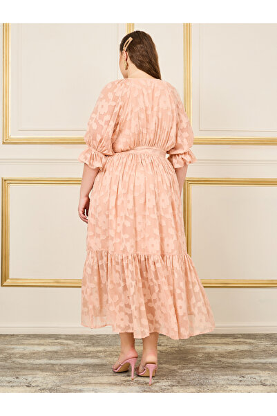 Styli Plus Floral Burnout Texture Wrap Maxi Dress