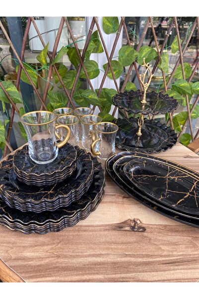 GÜRCÜGLASS KAHVALTI VE SUNUM SETİ 28 PRÇ KUPLU