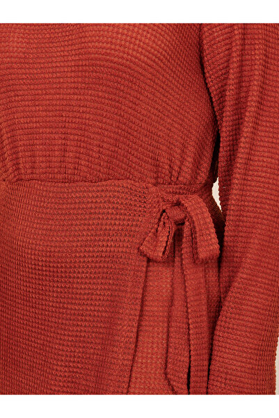 Styli Plus Waffle Texture Wrap Style A-Line Midi Dress