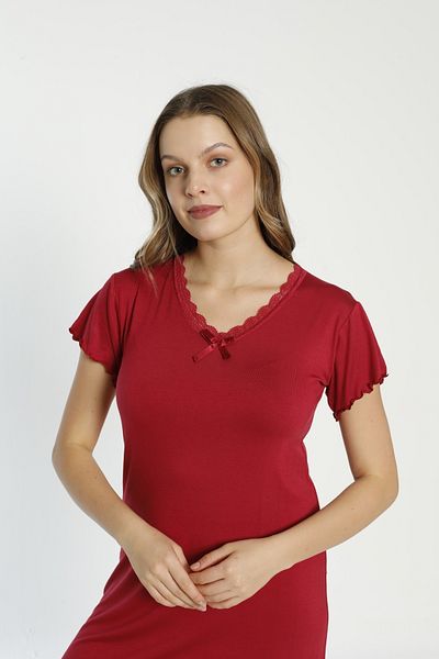 ERDENİZ TEKSTİL Plus Size Cotton Women's Summer Single Nightdress - Short Sleeve