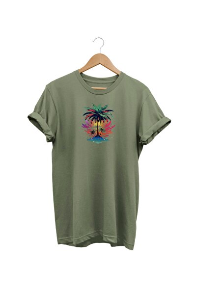 WİDİ Vidi Palm Štampano Khaki T-shirt