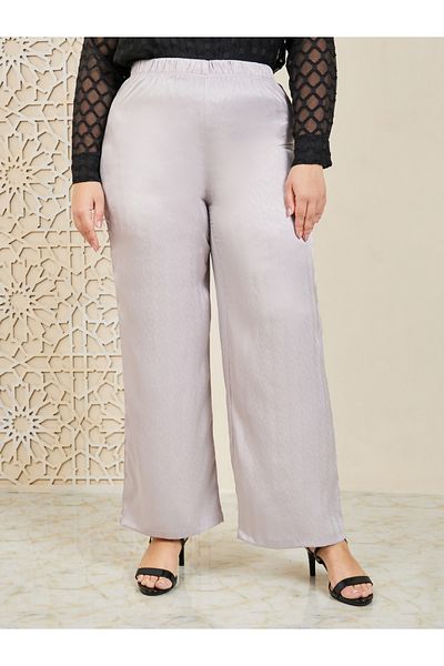 Styli Plus Jacquard Print Wide Leg Pants