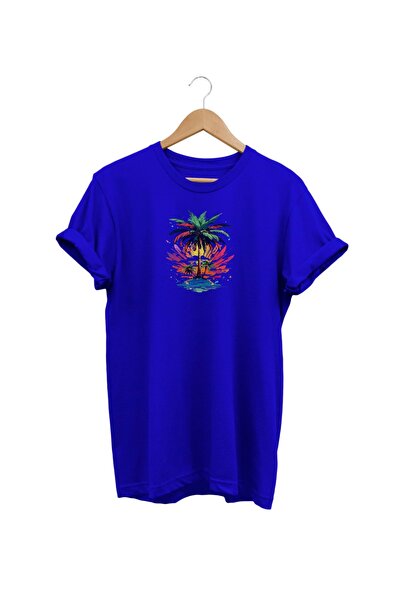WİDİ Vidi Palm Štampano Plava T-shirt