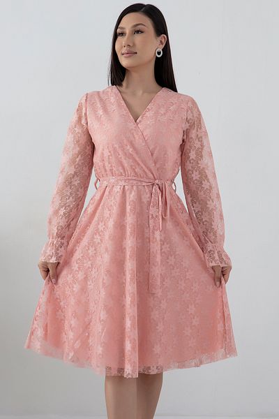 PULLIMM Rochie de seară de mărime mijlocie cu guler dublu cu dantelă - 13453