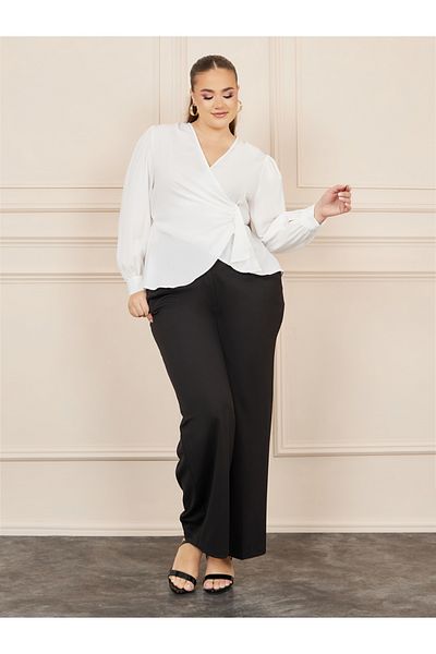 Styli Plus Solid Metal Buckle Detail Wrap Top
