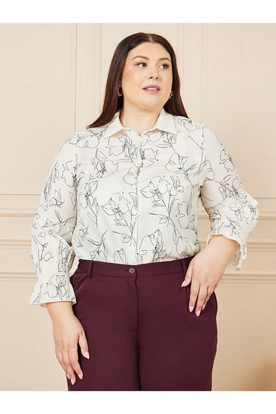 Styli Plus Floral Print Regular Fit Shirt