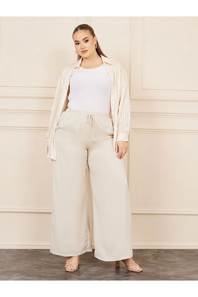 Styli Plus Satin Pocket Detail Straight Fit Pant