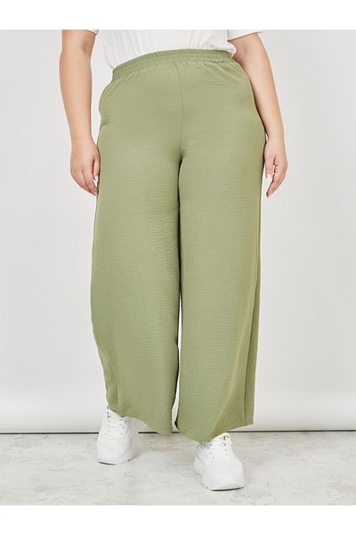 Styli Plus Textured High Rise Wide Leg Pants