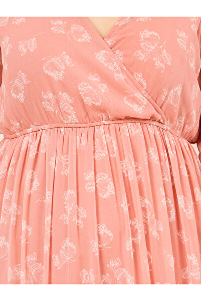 Styli Plus Floral Print Gathered Detail A-Line Maxi Dress