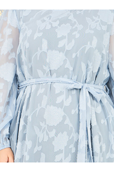 Styli Plus Floral Burnout Texture A-Line Maxi Dress