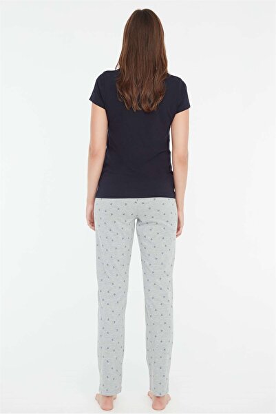 Mod Collection - Γυναικείο Σετ Πυτζάμες Navy Blue με στρογγυλή λαιμόκοψη 3849