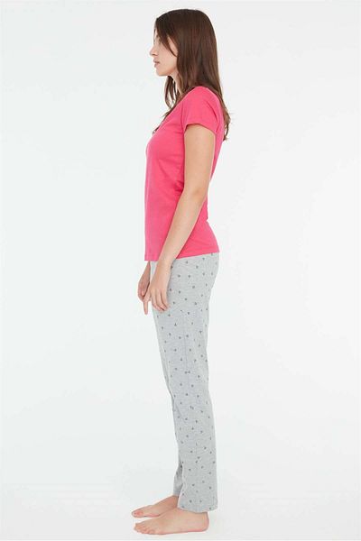 Mod Collection - Set de pijamale de damă fucsia cu gât rotund 3849