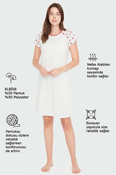 Mod Collection - Kadın Kar Melanj Patlı Elbise