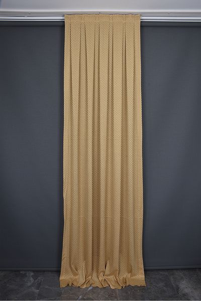 AKÇA TEKSTİL Gold Color Large Honeycomb Model - Single Winged, Ready Planted Pleated Background Curtain 75*260 cm