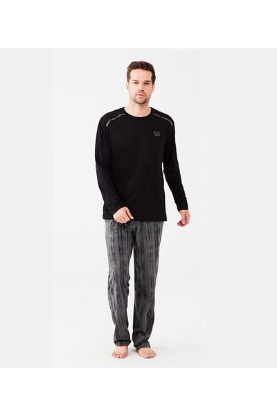 MOD 3524 Men's Round Neck Long Sleeve Pajama Set