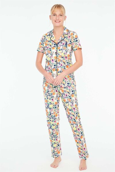 U.S. Polo Assn. - Kadın Sarı Boydan Patlı Pijama Takımı