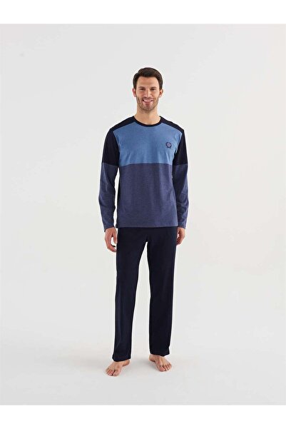 Mod Collection Чоловічий темно-синій піжамний комплект з круглим коміром