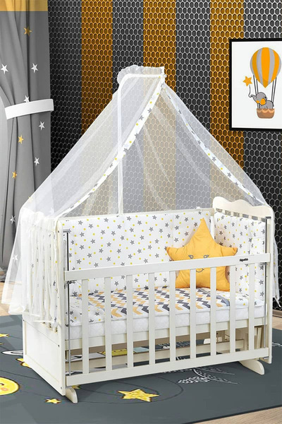 Bebeşik Krem Anne Yanı Beşik Karyola