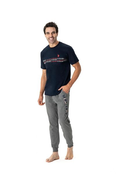 U.S. Polo Assn. Σετ ανδρικές πιτζάμες με στρογγυλή λαιμόκοψη Navy Blue