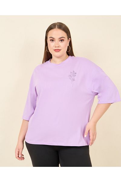 Styli Plus Oversized Drop Shoulder Front and Back Beautiful Print T-shirt