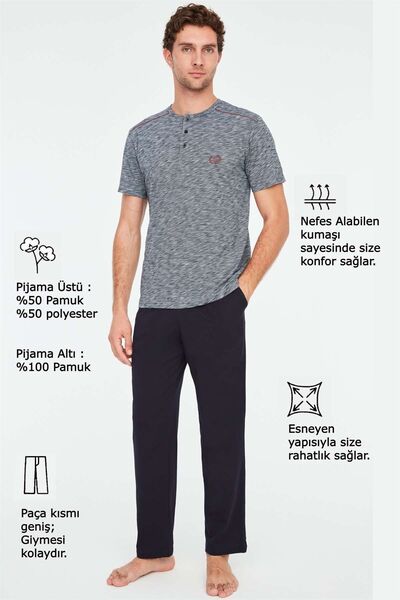 Mod Collection - Erkek Lacivert Patlı Pijama Takımı