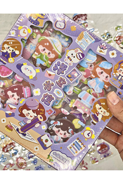 Genel Markalar Sevimli Kız Okulda 3 Bölümlü 18 Yaprak Mor Kutu Kabartmalı Sti...