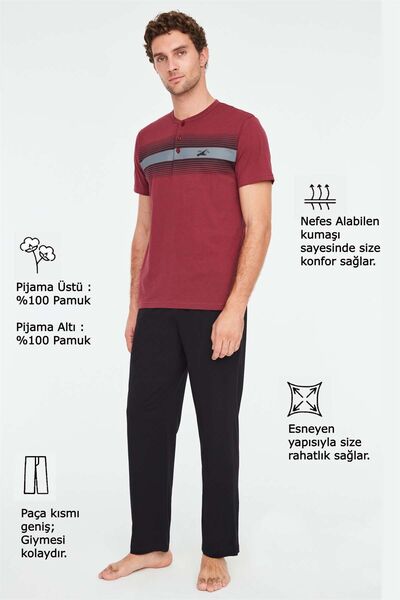 Mod Collection - Erkek Mürdüm Patlı Pijama Takımı