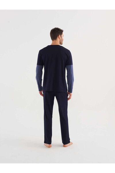 Mod Collection Мъжка тъмносиня пижама с кръгла яка