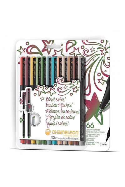 Chameleon Fineliner Multi Color System Pen 0.3mm 12 Pack Designer