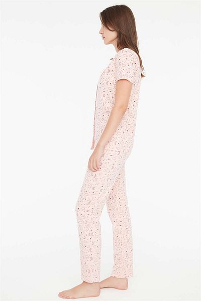 Mod Collection Set de pijamale de damă cu model roz - cu plăcuțe deasupra capului