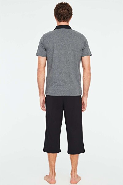 Mod Collection 3823 Erkek Antrasit Melanj Kapri Pijama Takımı-antrasit
