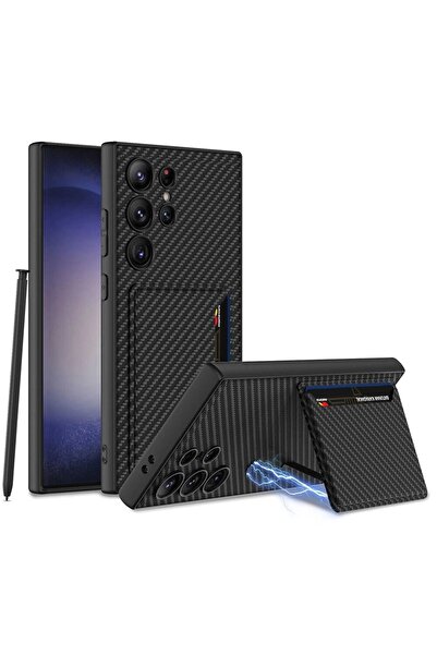 SBY TEKNOLOJİ غطاء سامسونج S24 Ultra من الجلد الصناعي على السطح الخلفي من الس...