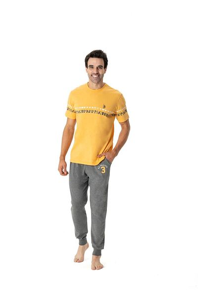 U.S. Polo Assn. Ανδρικό Σετ πιτζάμα με κίτρινο στρογγυλό γιακά 18790