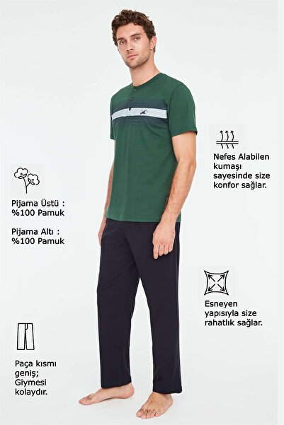 Mod Collection - Erkek Yeşil Patlı Pijama Takımı