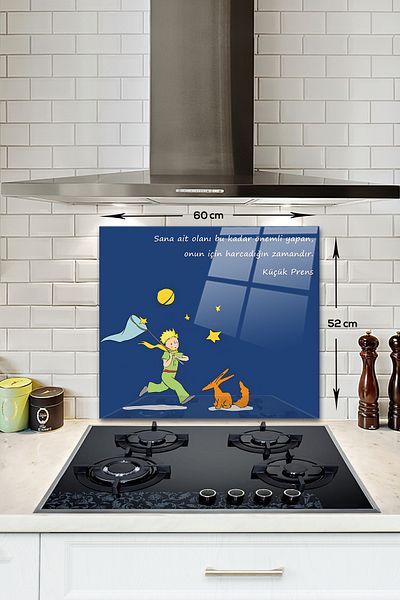 Decorita Time Micul Prinț - Protector pentru spate aragaz din sticlă, 52cm x 60cm