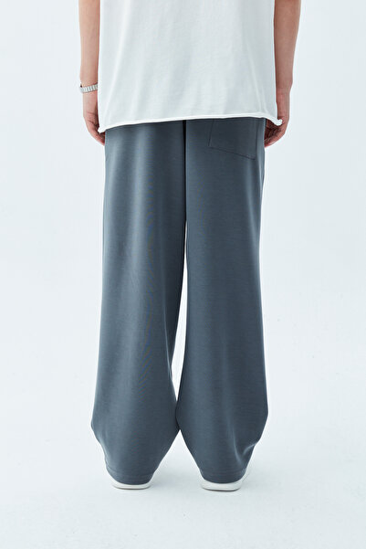 VAMOSCLO Oversize Modal Fabric Tracksuit with Label Detail Bottom-anthracite