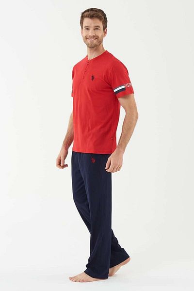 U.S. Polo Assn. Men's Red Placket Pajama Set