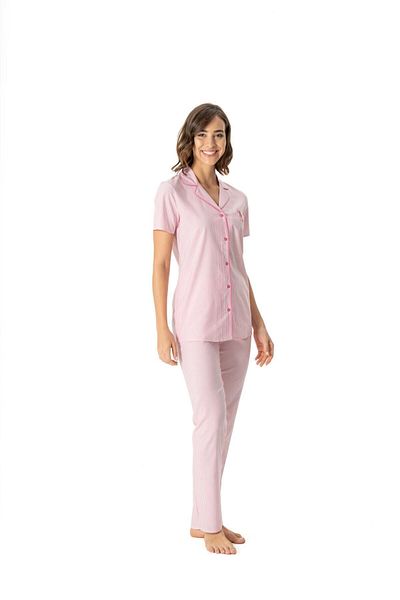 U.S. Polo Assn. يو اس بولو اسن. طقم بيجامة نسائي مخطط باللون الوردي - 024Y.1AS7TR.A.0PL.3.8US