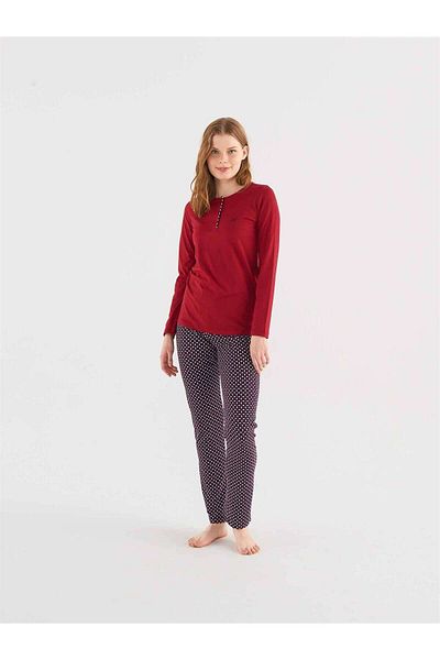 Mod Collection Set de pijamale de damă bordeaux mozaic