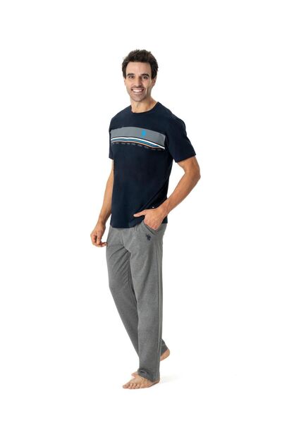 U.S. Polo Assn. Erkek Lacivert Yuvarlak Yaka Pijama Takımı 18798