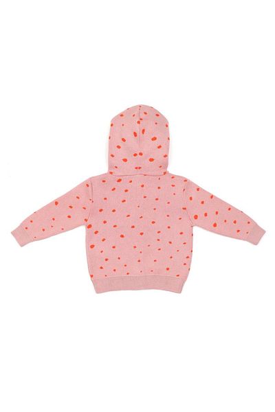 Baboo Pink Patterned Hooded Organic Cotton Baby and Kids Cardigan