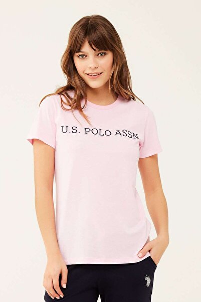 U.S. Polo Assn. Γυναικείο, Αδειοδοτημένο, Uspa, Ροζ, T-shirt με στρογγυλή λαι...