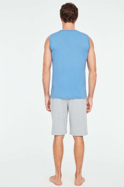 Mod Collection 3832 Чоловічий комплект піжами з шортами Indigo Atlet - індиго