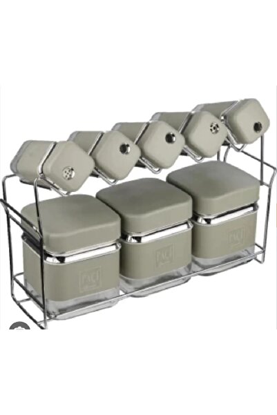 Genel Markalar fiona 8'li Standlı Yeşil Gümüş Baharatlık Seti