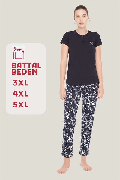 Mod Collection Σετ γυναικείες πιτζάμες Navy Blue Battal