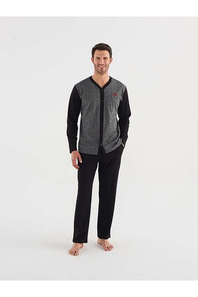Mod Collection Mod 3736 Male Pajama Suit with a Placket on the Body 23K