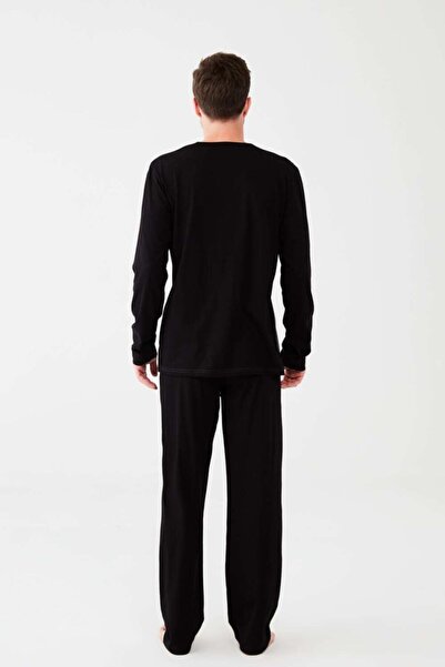 Mod Collection Erkek Siyah Boydan Patlı Pijama Takımı