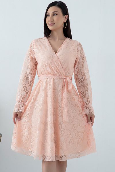 PULLIMM Rochie de seară de mărime mijlocie cu guler dublu cu dantelă - 13453